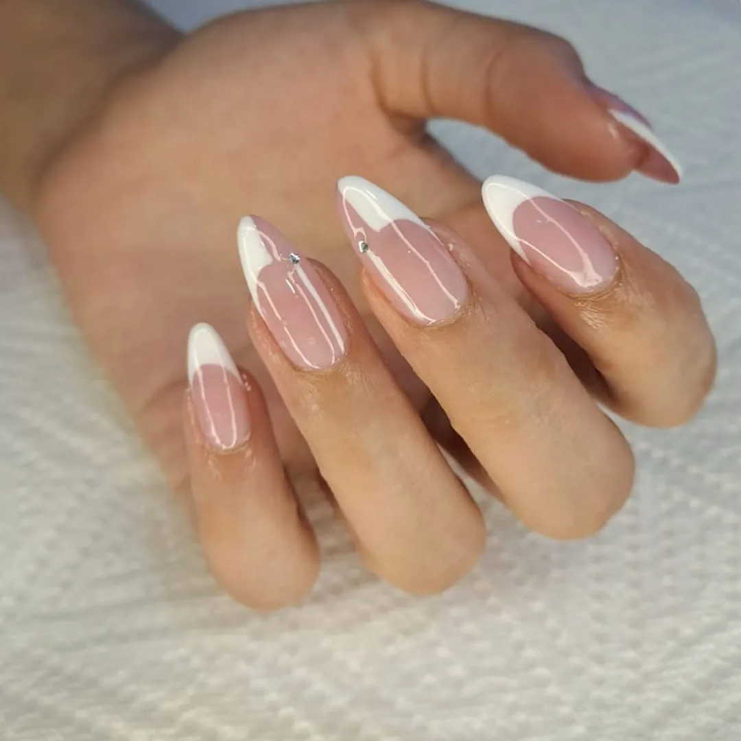 Premium manicure and pedicure service — French-tip almond nails